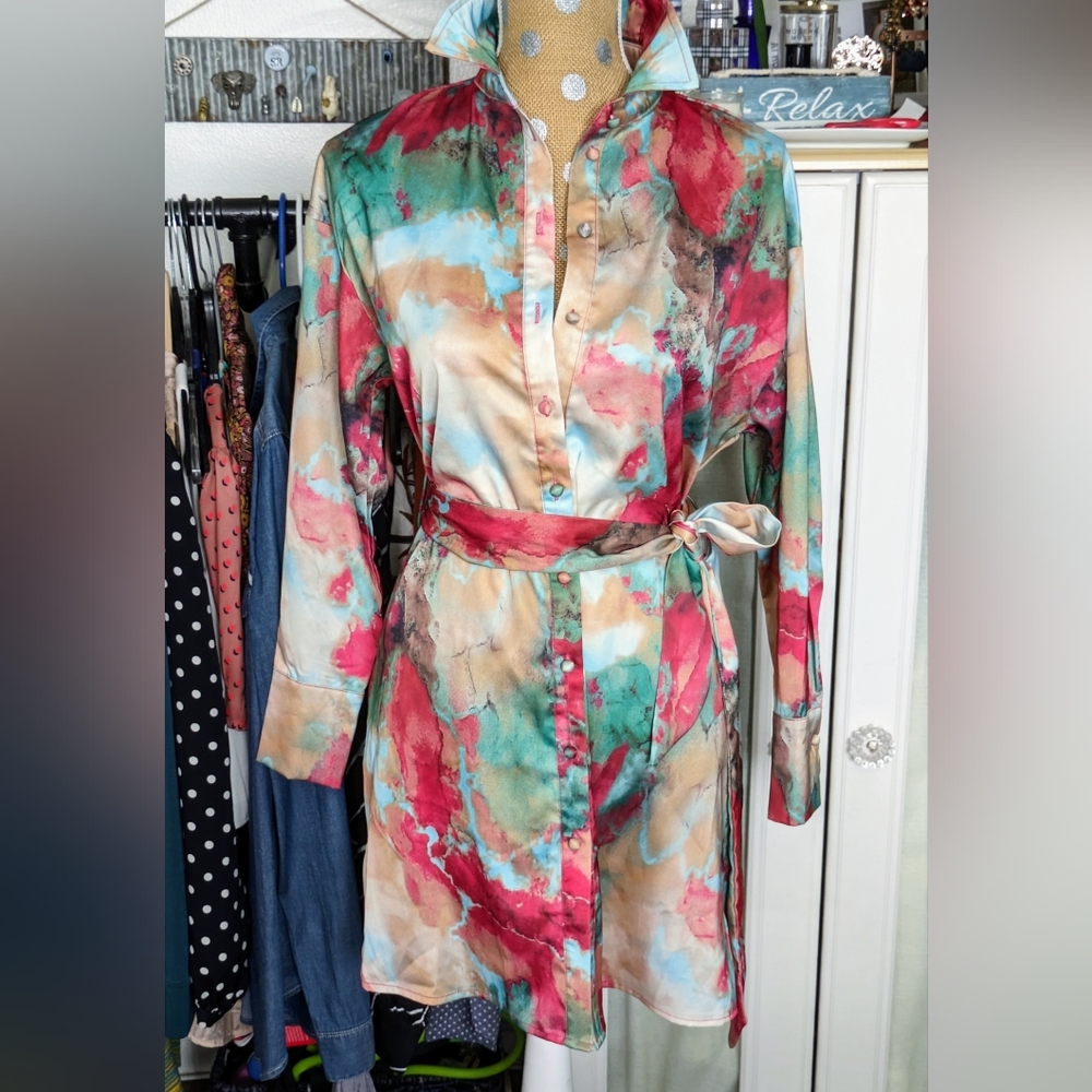 Marble Print - Butter Soft Shirt Dress. New With Tags